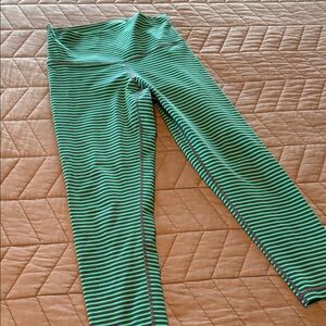 Striped Green DYI Capri Leggings